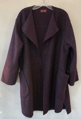 Isle by Melis Kozan Jacket Pockets Womens XL Burgundy Maroon Purple Coat